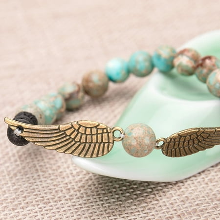 Semi Precious Gemstone Beads Healing Crystal Bracelet Gift Bivei Guardian Angel's Wing Lava Rock Stone Essential Oil Diffuser Bracelet Semi Precious Gemstone Beads Healing Crystal Bracelet Gift Bivei Guardian Angel's Wing Lava Rock Stone Essential Oil Diffuser Bracelet